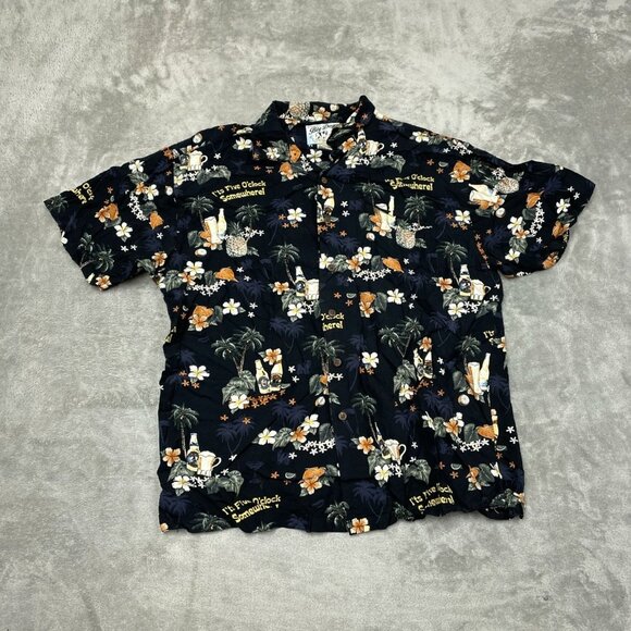 Big Dogs Hawaiian Shirt Large "Its Five OClock Somewhere Short Sleeve 6426 - Picture 1 of 7
